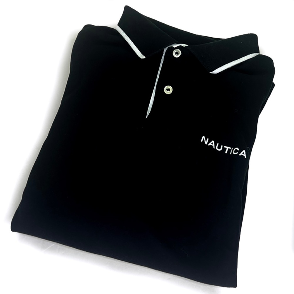 Nautica Solid Black Polo